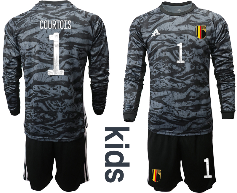 Youth 2021 European Cup Belgium black Long sleeve goalkeeper #1 Soccer Jersey1->belgium jersey->Soccer Country Jersey